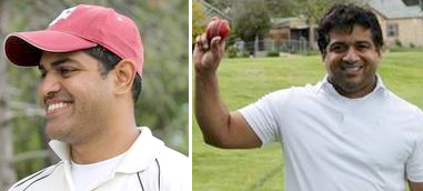 Manjeet Inamdar (left) and Satyam Singh achieved milestones of scoring 2000 runs and taking 100 wickets respectively in the Colorado Cricket League.