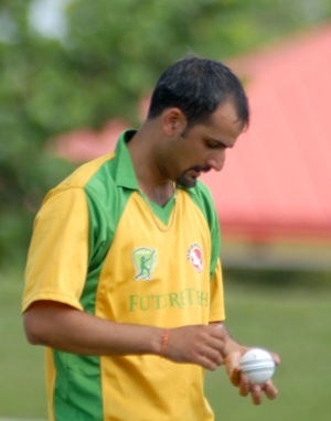 Abhimanyu Rajp picked up five for 49 and struck 47 in Cosmos lost to Corinthians. Photo by Shiek Mohamed