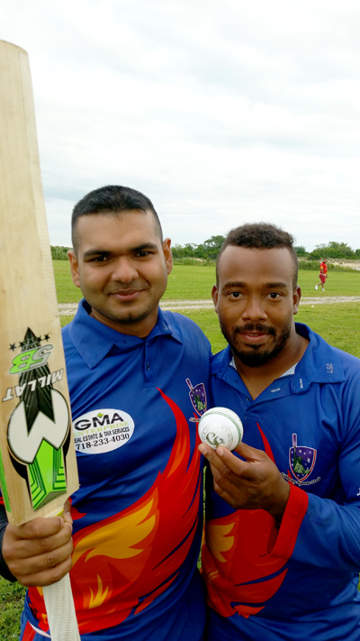 Dilly Khilawan (left) top scored with 39 and Rusty Kirton (right) led the bowling with 4 wickets for 25 runs.