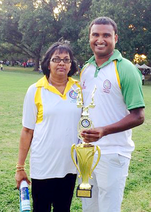 MVP of the game Karan Ganesh with Sabrina Dyal of the Federation.