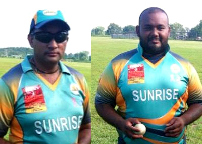 Khemraj Somaru (left), Surnise Vice Captain 3 for 13. and skipper Krishna Kemraj took 4 for 13