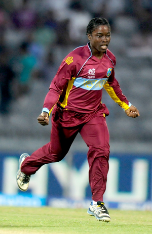 Deandra Dottin took five wickets for 34 as West Indies beat South Africa. (Photo by Pal Pillai-IDI/IDI via Getty Images)
