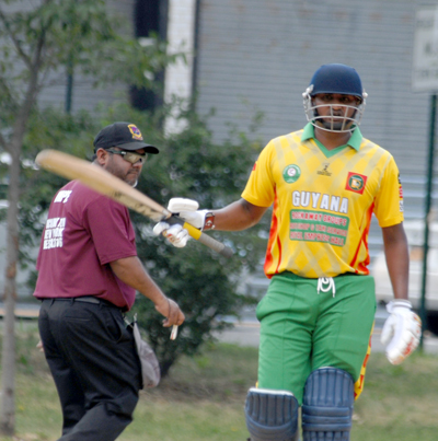 Guyana skipper Karan Ganesh has a superb game, hitting an unbeaten 58 and picking up 2 for 9.