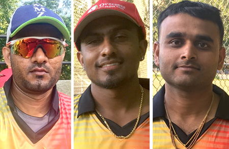 The three top performers from Big Apple Cricket Club were (l-r) Deonath Baksh, Raakesh Gobardhan and Saumil-Gandhi.