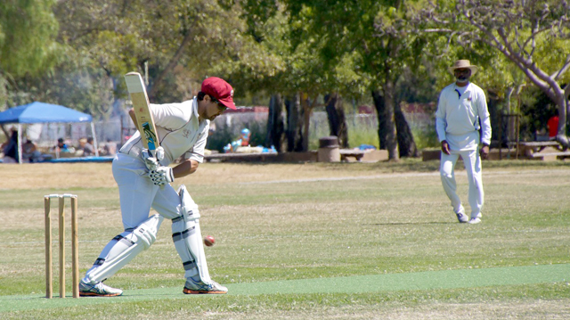 NVCC batsman Tim Kay pictured at the crease during the recent game against Marin Socials CC.