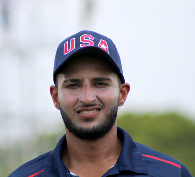 Fahad Babar at the USA Cricket trials in Florida earlier this month. Photo by Jayden Higgins