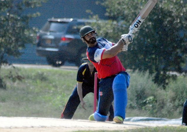 Newcomer Syed Abdullah batting against the visiting MCC earlier this month. Photos by Shiek Mohamed