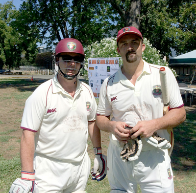 NVCC club captain Rob Bolch (L) pictured with fellow NVCC batsman John Leake.