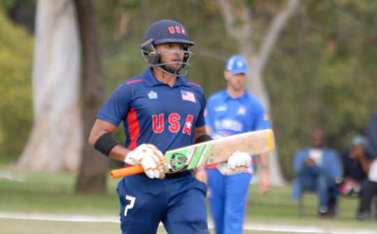 Opener Fahad Babar produced a fine knock of 70 not out in USA win over Bermuda. Photo by Shiek Mohamed