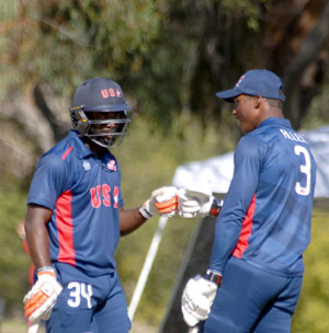 Nicholas Stanford (left) and Timroy Allen during their partnership of 77 runs. 