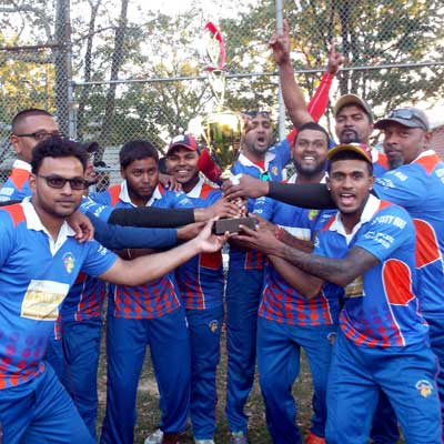 Galaxy Cricket club poses with championship trophy