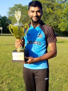 Raj-Ardham seen here with his man-of-the-match award.